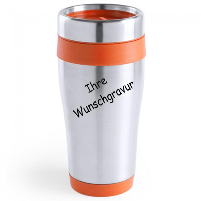 Becher Edelstahl beschriften lassen - orange