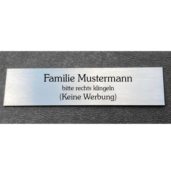 Edelstahlschild 16 X 4 cm selbstkelbend mit Ihrer Gravur
