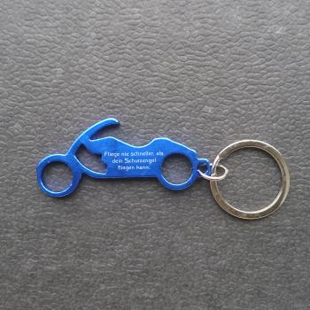 blauer Schl�sselanh�nger - Motorrad - mit Wunschgravur beschriften