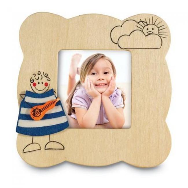 Holzbilderrahmen mit Gravur f�r ein Foto 45 x 45 mm