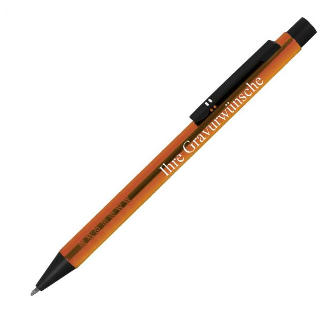 KUGELSCHREIBER Alu geriffelt orange mit Gravur, personalisierter Kugelschreiber
