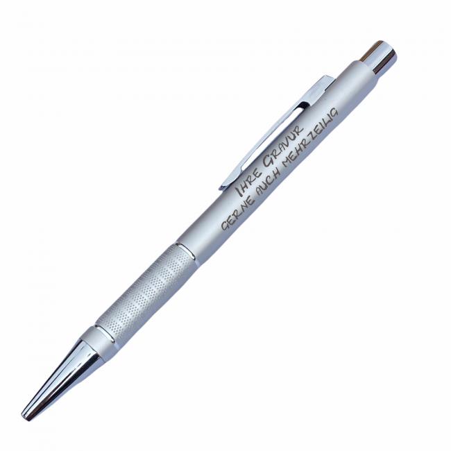 KUGELSCHREIBER Alu silber mit Gravur