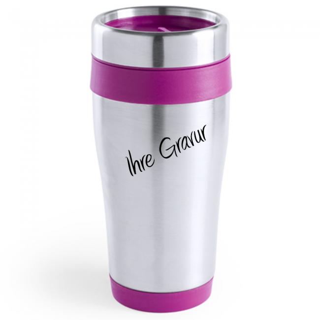 Kaffebecher mit Wunschgravur, magenta