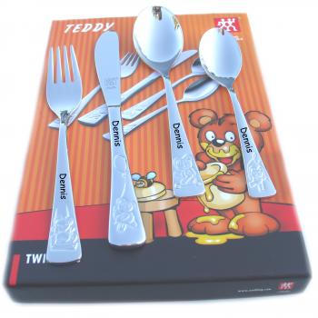 Kinderbesteck Teddy inkl. Gravur auf allen  Teilen
