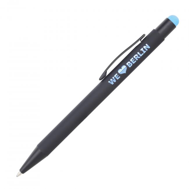 Kugelschreiber Model Berlin blau mit Gravur versehen