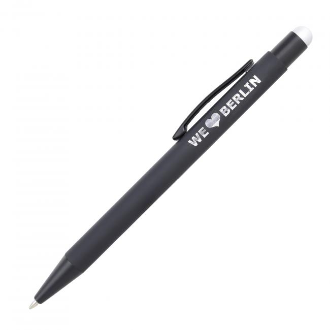 Kugelschreiber Model Berlin schwarz/silber, mit Gravur personifizieren