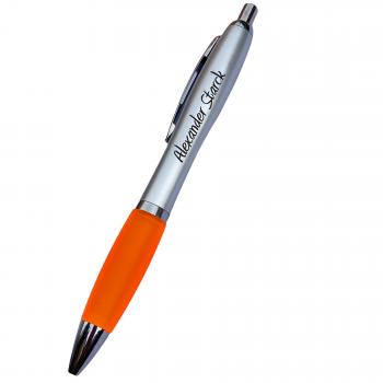 Kugelschreiber in orange individuell gravieren lassen