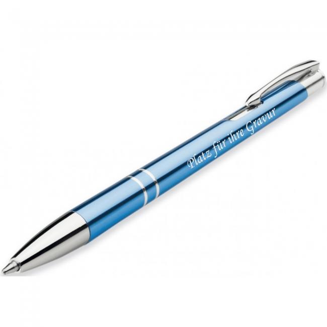 Kugelschreiber in hellblau mit GRAVUR veredeln