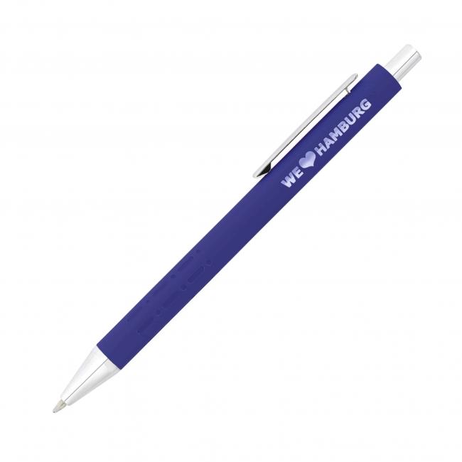 Kugelschreiber mit Gravur, blau softtouch
