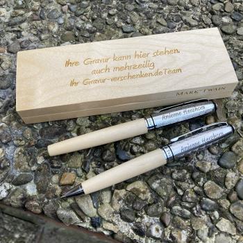 Kugelschreiber und Druckbleistift Set im Geschenketui Grün mit Wunschgravur 