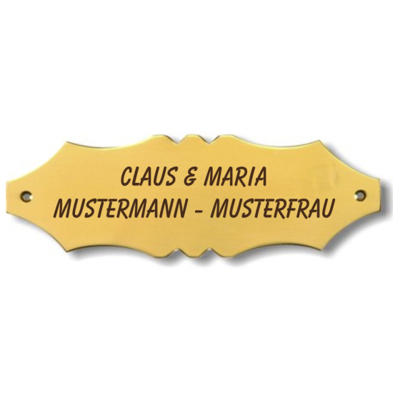 Messing T�rschild 18cm x 6cm mit Gravur 