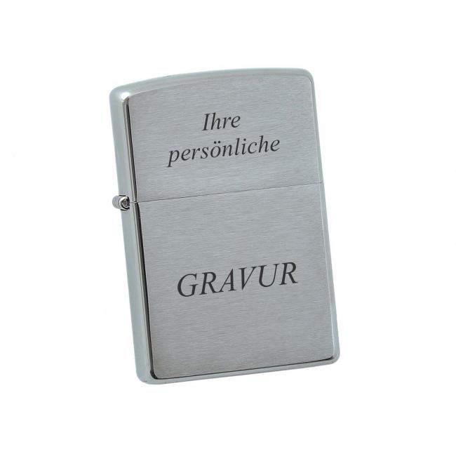 Original Zippo Feuerzeug Chrom geb�rstet inkl. Wunschgravur
