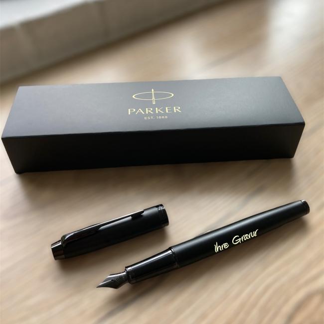 Parker F�ller IM schwarz matt mit Gravur gravieren lassen