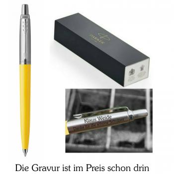 Gelber Parker Kugelschreiber mit Gravur 