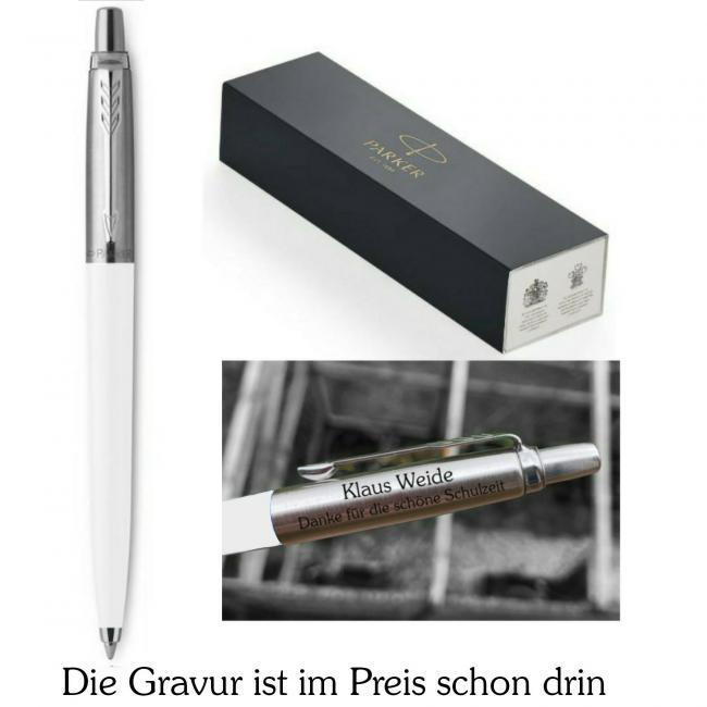Parker Jotter Kugelschreiber Edelstahl/Kunststoff wei� mit Gravur
