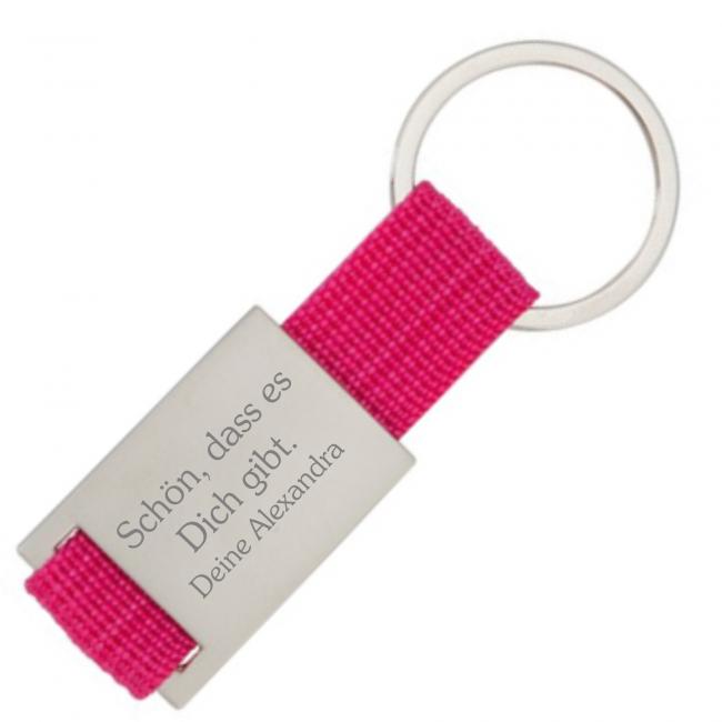 Pink - Rosa Schl�sselanh�nger mit Text personalisieren