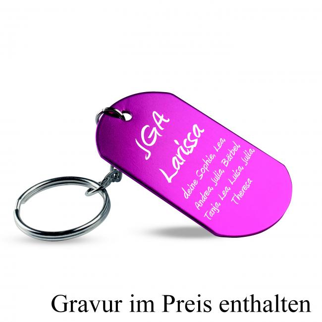 Pinker Schl�sselanh�nger als Geschenk gravieren lassen