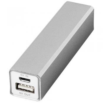 silberne Powerbank 2200 mAh personalisieren