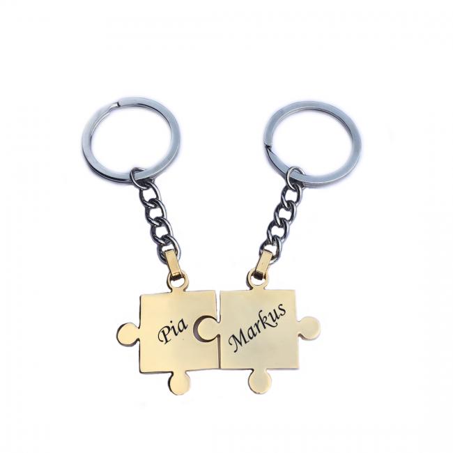 Puzzle-Schl�sselanh�nger Set in gold personalisieren lassen