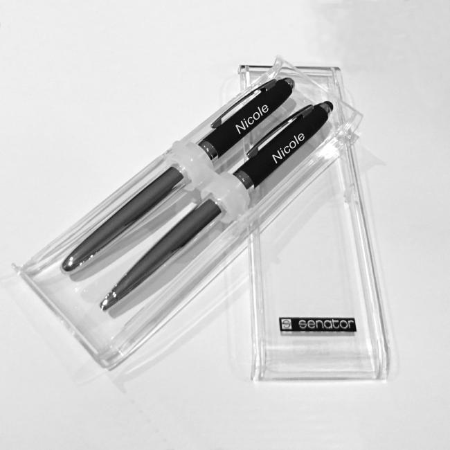 Drehkugelschreiber mit Ihrer Gravur im Geschenketui SENATOR Schreibset Füller