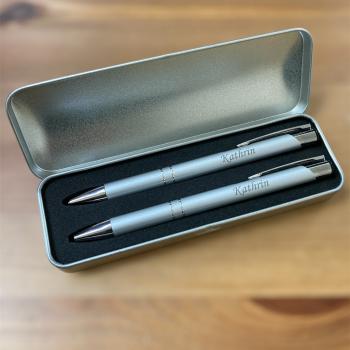 Schreibset Druckkugelschreiber und Druckbleistift im Geschenketui mit Gravur