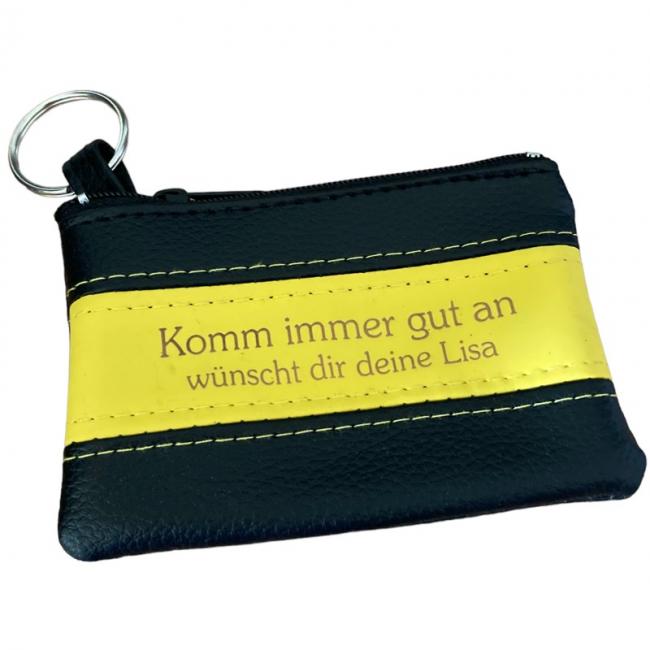 Schl�sseletui Leder mit Ihrem Text. Gelb