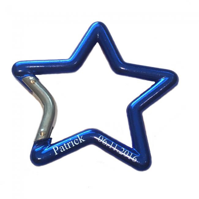 Stern Karabiner Schl�sselanh�nger aus Aluminium gravieren lassen