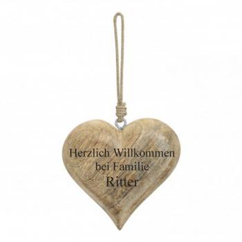 H�nger Herz in braun aus Holz, 15 cm