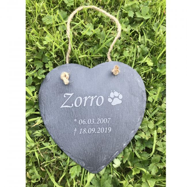 Trauerschild f�r Hunde oder Katzen mit Gravur Pfote
