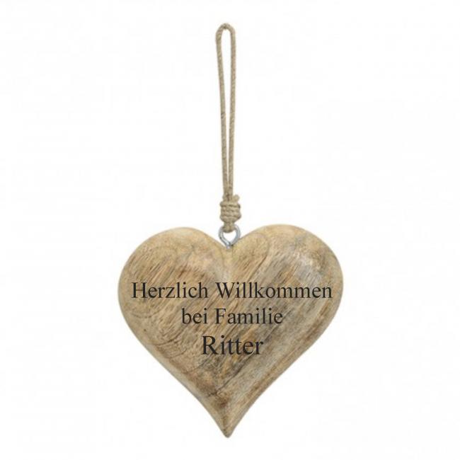 T�r Anh�nger Herz mit Gravur aus Holz, 15 cm